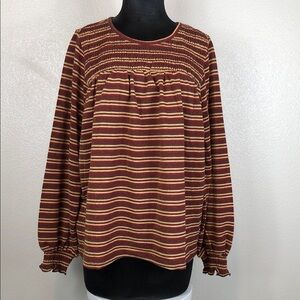 Downeast Blouse Avi Smocked Striped Size Medium